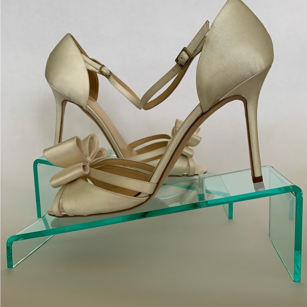 Kate Spade New York Ivela Ivory Bridal Satin Open Toe Shoes 11